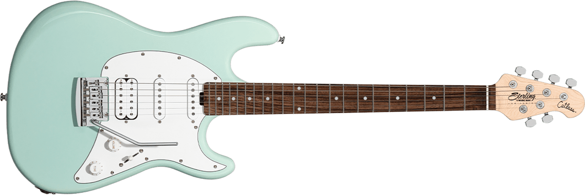 Front details of the Cutlass CT30 guitar in Mint Green
