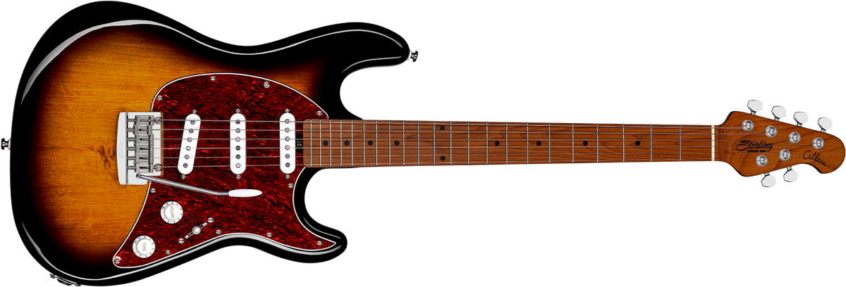 The Cutlass CT50SSS guitar in Vintage Sunburst front details.