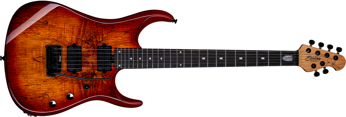 The JP150 DiMarzio guitar in Blood Orange Burst front details.