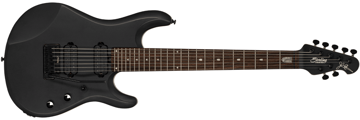 The JP70 guitar in Stealth Black front details.