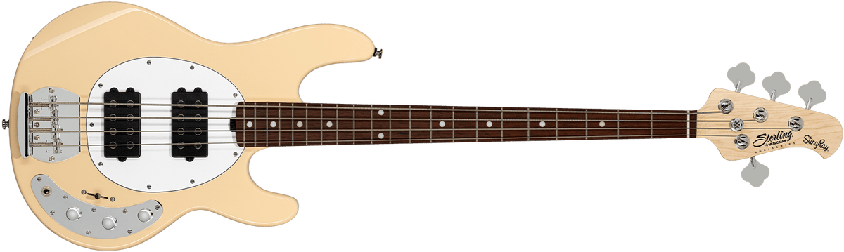 The StingRay Ray4HH bass Vintage Cream front details.